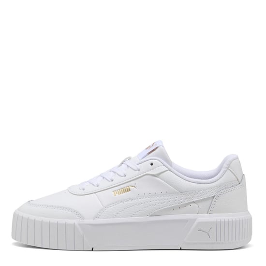 Women's Puma Carina Mia Classic Low Top Trainers in White-Gold - Image 2
