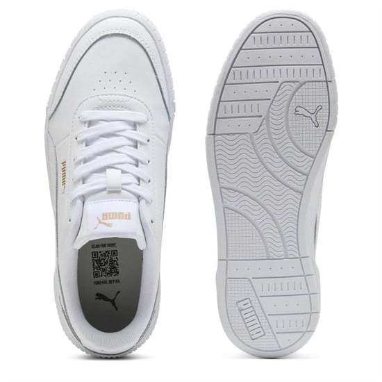 Women's Puma Carina Mia Classic Low Top Trainers in White-Gold - Image 3