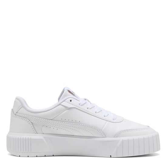 Women's Puma Carina Mia Classic Low Top Trainers in White-Gold - Image 4