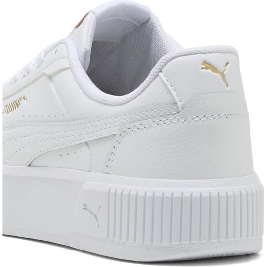 Women's Puma Carina Mia Classic Low Top Trainers in White-Gold - Image 5