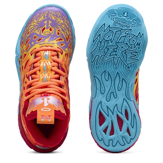 Boys Puma Mb.04 Phoenix Jr Basketball Trainers Unisex Kids in Red-Orange Gl - Image 3