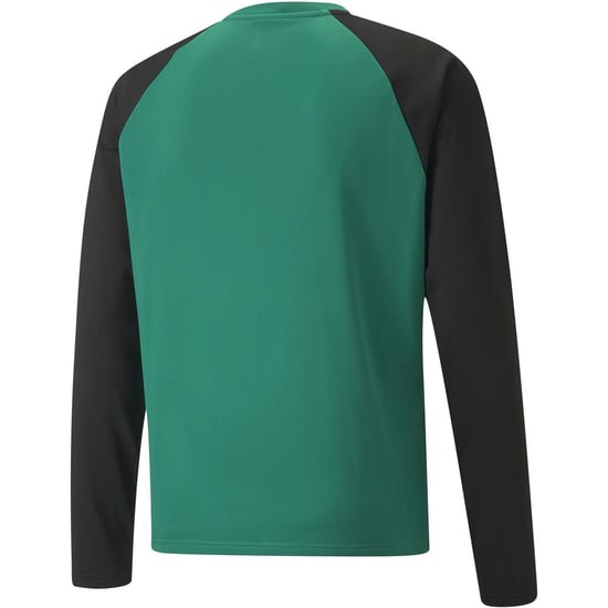 Men's Puma Teamliga Training Sweat T-Shirt in Green/Black - Image 2