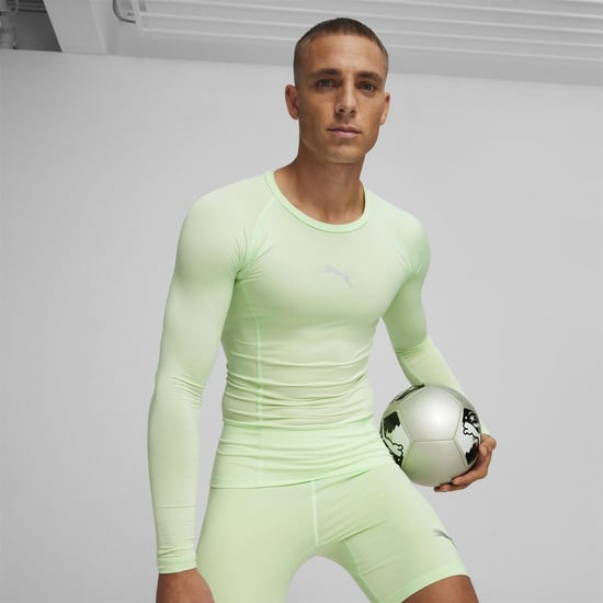 Men's Puma Liga Baselayer Tee Ls T-Shirt in Fresh Mint - Image 3