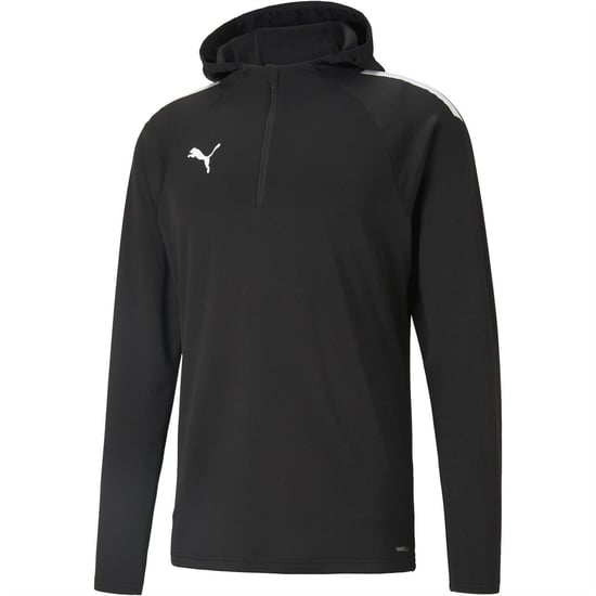 Men's Puma Teamliga Training Fleece Hoody in Black/White - Image 1