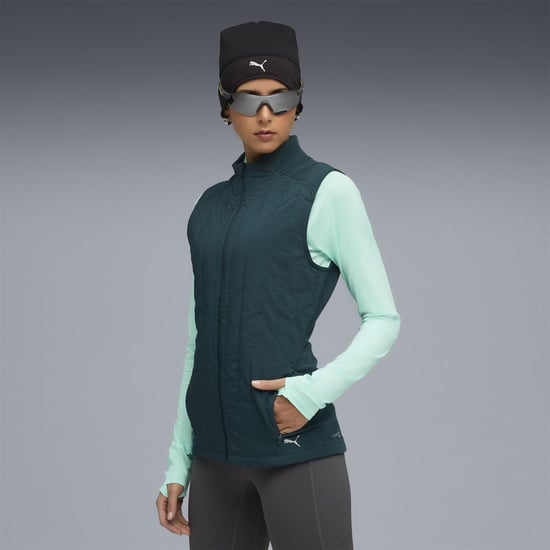 Women's Puma Run Cloudspun Warm Label Vest in Green Terrain - Image 3