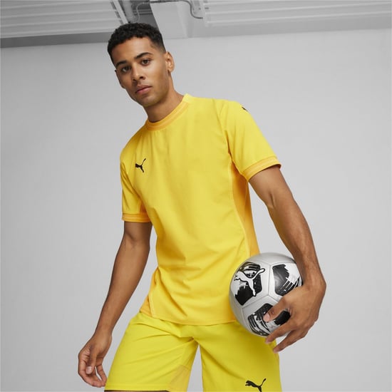 Men's Puma Teamfinal Jersey T-Shirt in Yellow/Black - Image 3
