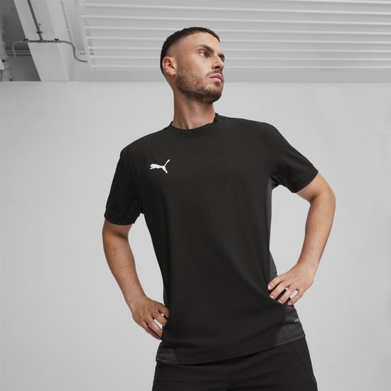 Men's Puma Teamfinal Jersey T-Shirt in Black/White/Gry - Image 3