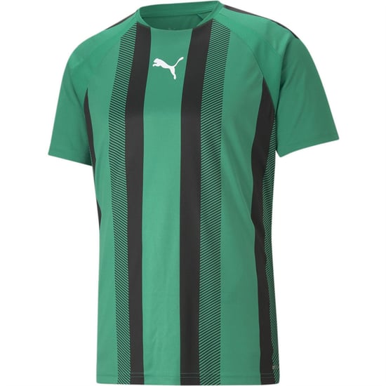 Men's Puma Teamliga Striped Jersey T-Shirt in Green/Black/Wht - Image 1