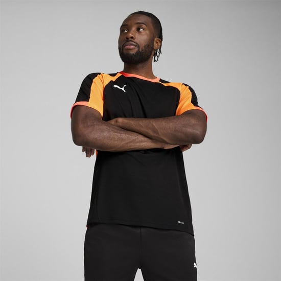 Men's Puma Individualliga Jersey T-Shirt in Black/Heat Fire - Image 3