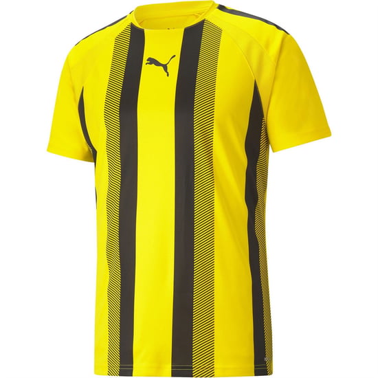 Men's Puma Teamliga Striped Jersey T-Shirt in Yellow/Black - Image 1