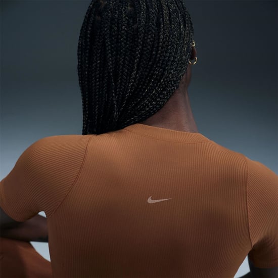 Women's Nike Zenvy Rib Top in Tan/White - Image 2