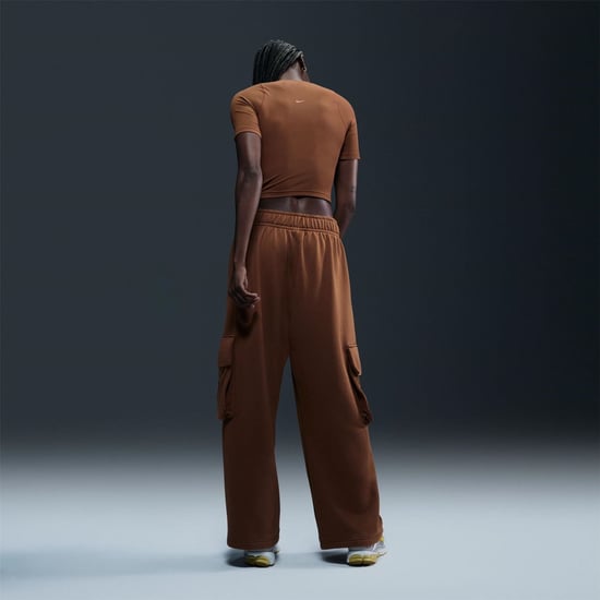 Women's Nike Zenvy Rib Top in Tan/White - Image 3