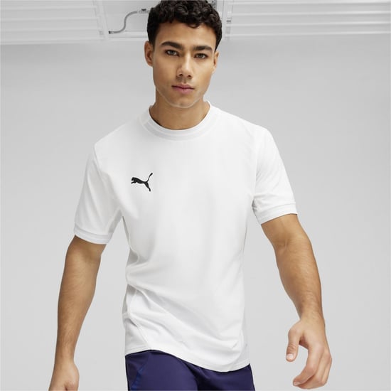 Men's Puma Teamfinal Jersey T-Shirt in White/Bl - Image 3