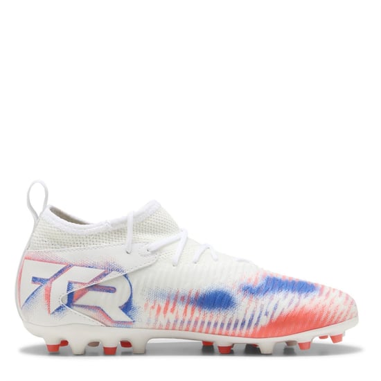 Boys Puma Kids Future 8 Match Mg Firm Ground Football Boots in Wht-Blk-Glw Red - Image 4