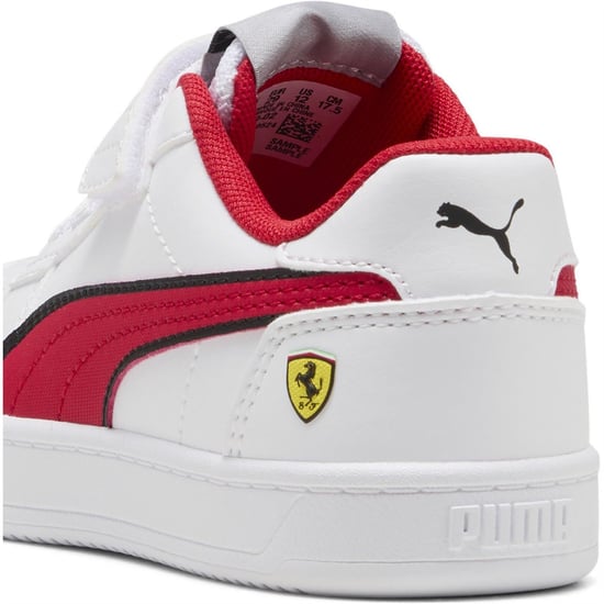 Boys Puma Kids Ferrari Caven 2.0 Low Top Trainers in White-Rosso C - Image 5