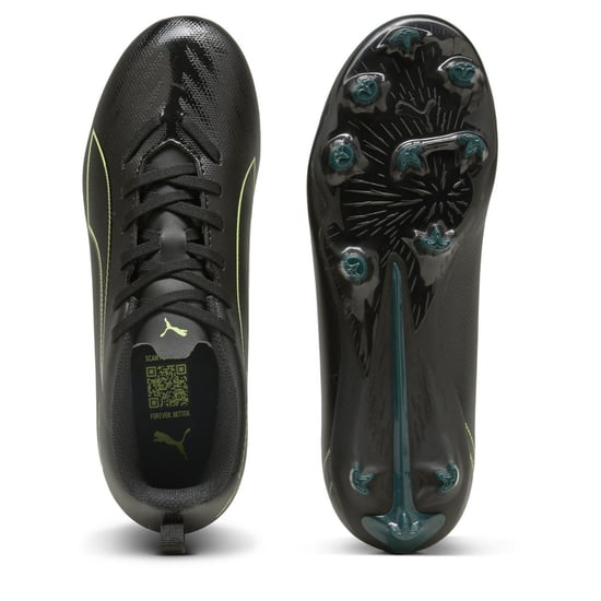 Boys Puma Kids Ultra 6 Play FG AG Football Boots in Blk-FL-GrnTrrn - Image 3