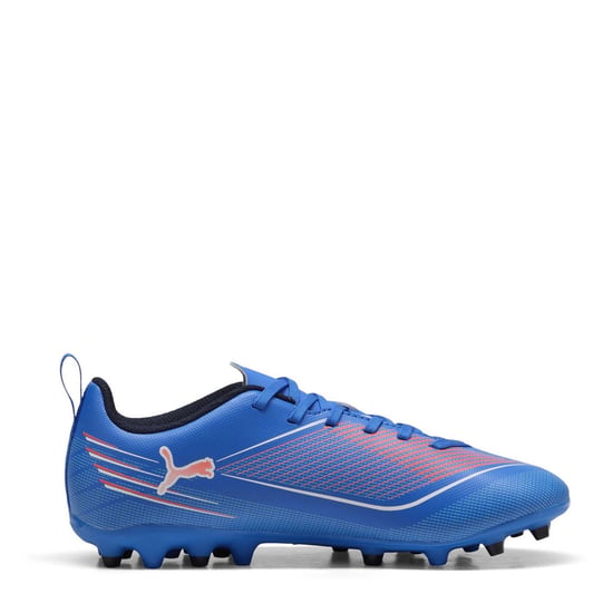 Boys Puma Kids Ultra 6 Play Mg Firm Ground Football Boots in ltrBl-Wht-GlwRd - Image 4