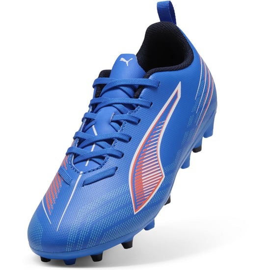 Boys Puma Kids Ultra 6 Play Mg Firm Ground Football Boots in ltrBl-Wht-GlwRd - Image 6