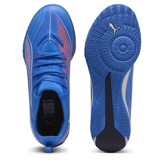 Boys Puma Kids Ultra 6 Match It + Mid Indoor Football Boots in ltrBl-Wht-GlwRd - Image 3