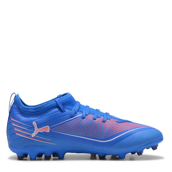 Boys Puma Kids Ultra 6 Match Mg Firm Ground Football Boots in ltrBl-Wht-GlwRd - Image 4