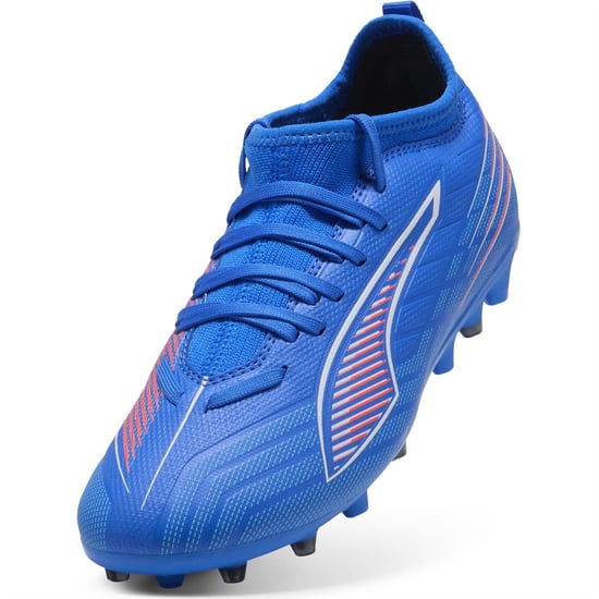 Boys Puma Kids Ultra 6 Match Mg Firm Ground Football Boots in ltrBl-Wht-GlwRd - Image 6