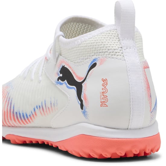 Boys Puma Kids Future 8 Match TT + Mid Astro Turf Football Boots in Wht-Blk-Glw Red - Image 5