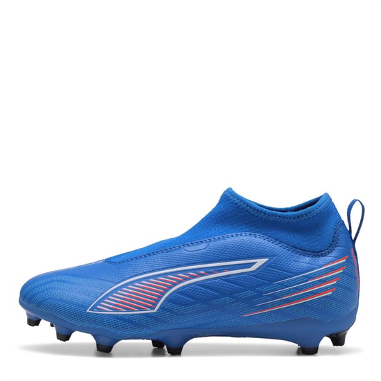 Boys Puma 5 Match Laceless Junior Firm Ground Football Boots in Blue/White - Image 2