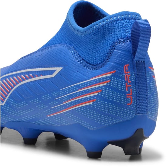 Boys Puma 5 Match Laceless Junior Firm Ground Football Boots in Blue/White - Image 5