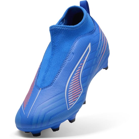 Boys Puma 5 Match Laceless Junior Firm Ground Football Boots in Blue/White - Image 6
