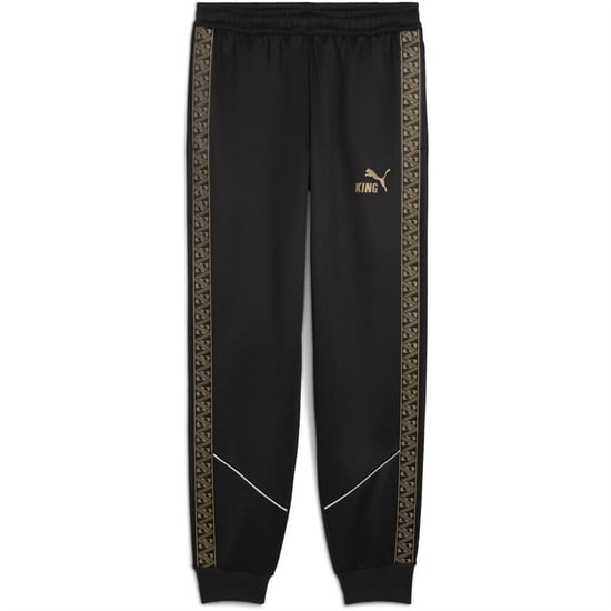 Men's Puma King Anthem Performance Tracksuit Bottoms in Black/Gold - Image 1