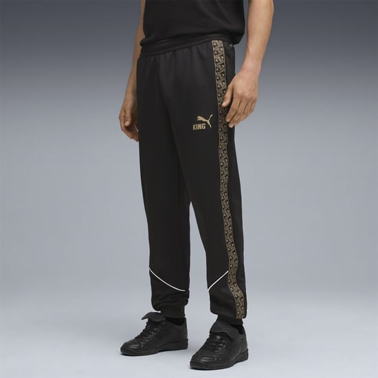 Men's Puma King Anthem Performance Tracksuit Bottoms in Black/Gold - Image 3