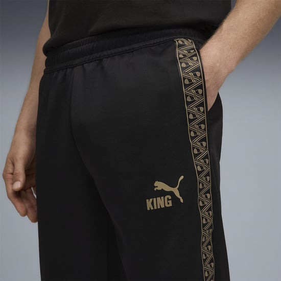 Men's Puma King Anthem Performance Tracksuit Bottoms in Black/Gold - Image 5
