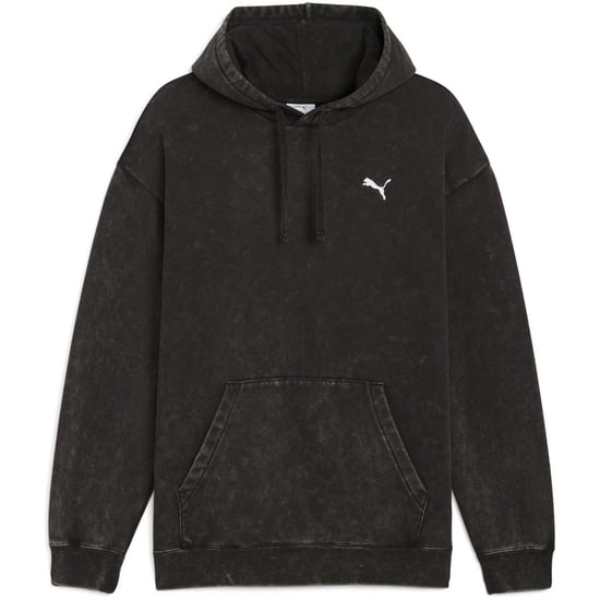 Men's Puma Elevated Relaxed Wash Overhead Hoodie in Black - Image 1