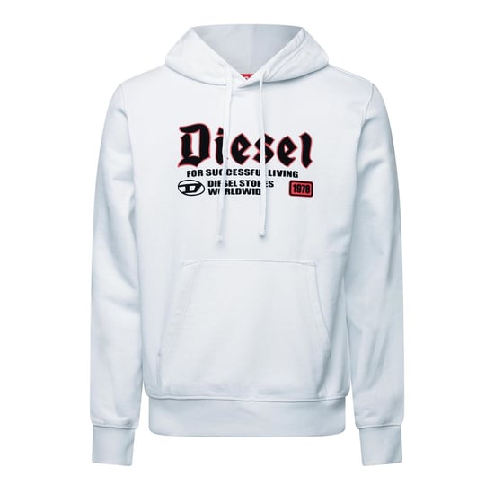 Men's Diesel Over The Head Hoodie in Bright White - Image 1