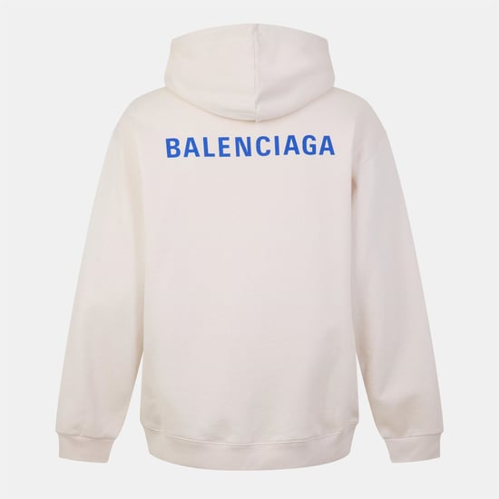 Men's Balenciaga Logo Hoodie in Chalky/Blue - Image 2