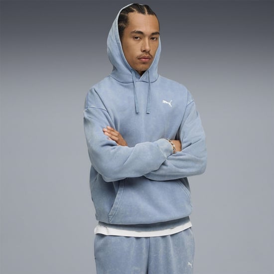 Men's Puma Elevated Relaxed Wash Overhead Hoodie in Cool Blue - Image 3