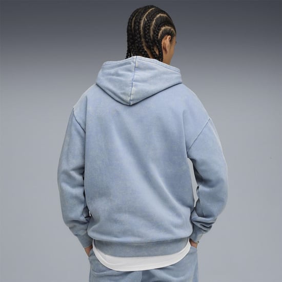 Men's Puma Elevated Relaxed Wash Overhead Hoodie in Cool Blue - Image 4