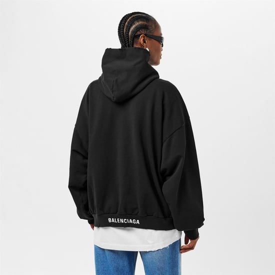 Women's Balenciaga Oversized Pull Over Hoodie in Black/White - Image 4