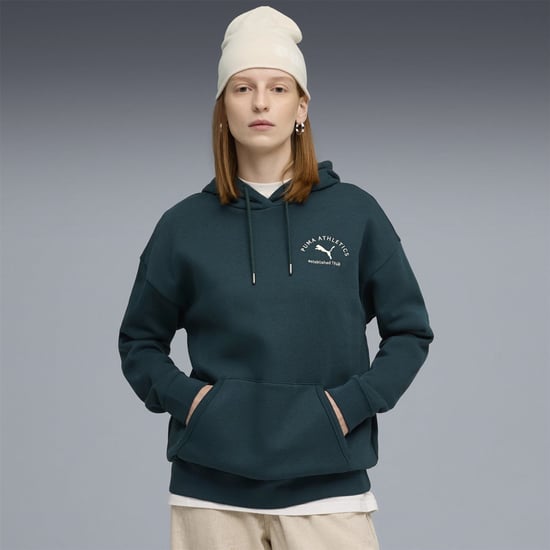 Women's Puma Class Relaxed Overhead Tech Fleece Hoodie in Green Terrain - Image 3