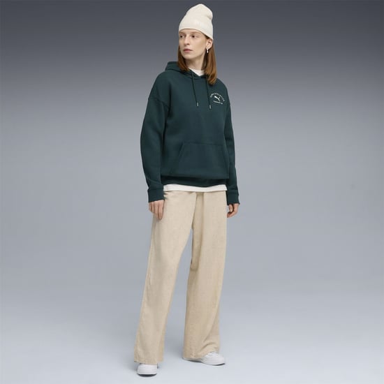Women's Puma Class Relaxed Overhead Tech Fleece Hoodie in Green Terrain - Image 5