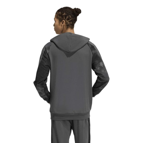Men's adidas Camo Print Over The Head Hoodie in Grey Six/Multic - Image 3