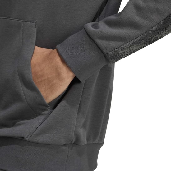 Men's adidas Camo Print Over The Head Hoodie in Grey Six/Multic - Image 4