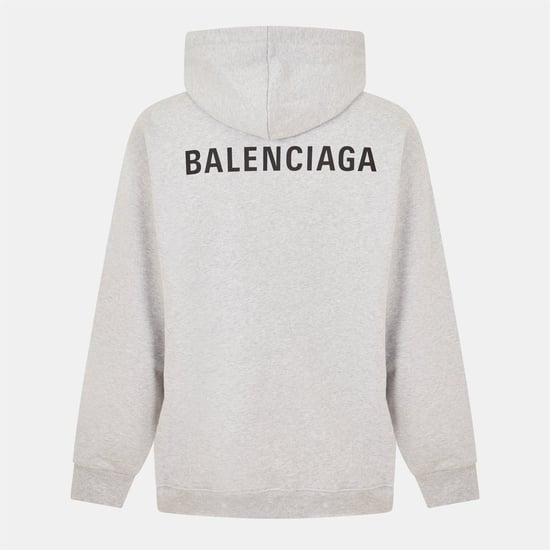 Men's Balenciaga Logo Hoodie in Heat Grey/Black - Image 2