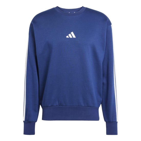 Men's adidas Essentials 3 Stripes Fleece Sweatshirt in Navy/White - Image 1