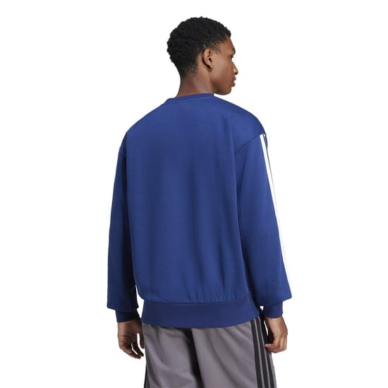 Men's adidas Essentials 3 Stripes Fleece Sweatshirt in Navy/White - Image 3