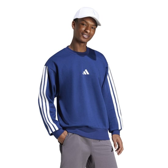 Men's adidas Essentials 3 Stripes Fleece Sweatshirt in Navy/White - Image 4