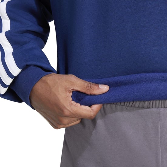 Men's adidas Essentials 3 Stripes Fleece Sweatshirt in Navy/White - Image 5