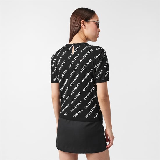 Women's Balenciaga Crew Neck Jumper in Black/White - Image 4