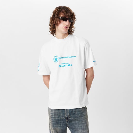 Men's Balenciaga T-Shirt in White/Blue - Image 3
