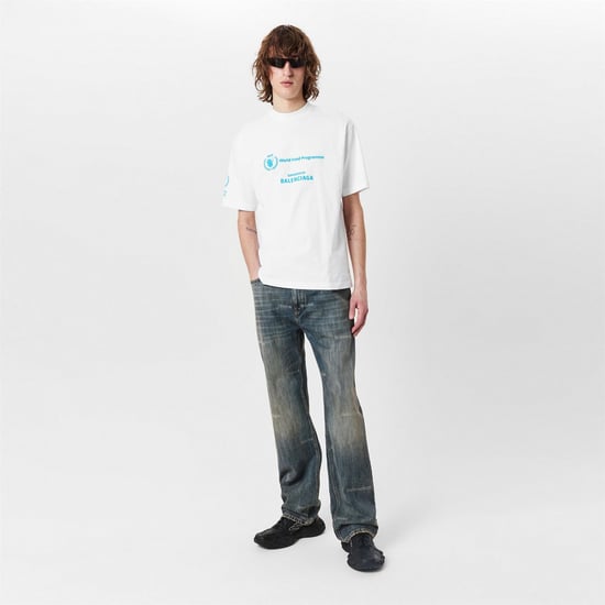 Men's Balenciaga T-Shirt in White/Blue - Image 6